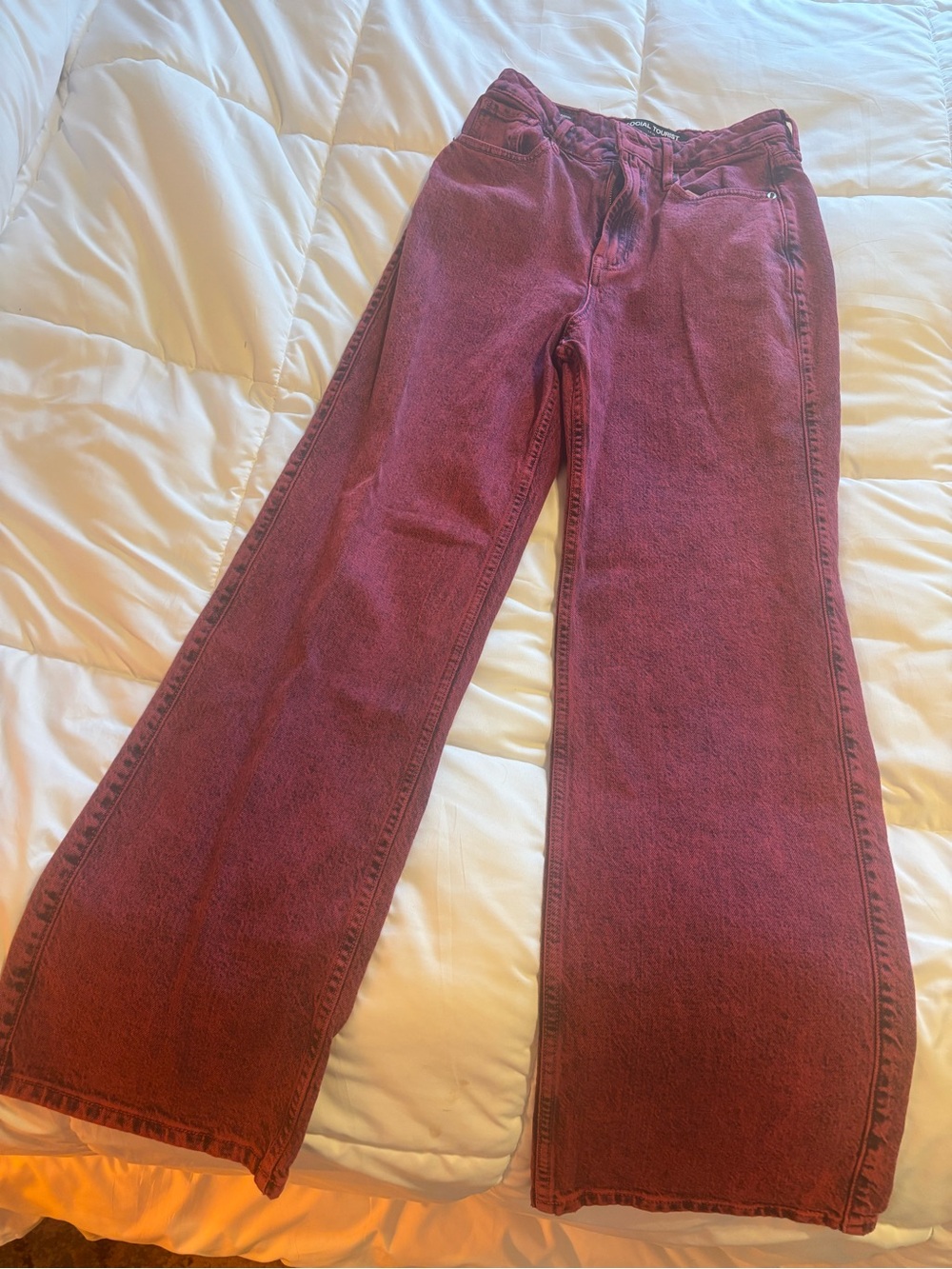 High-Rise Wide Leg Jeans in Deep Berry